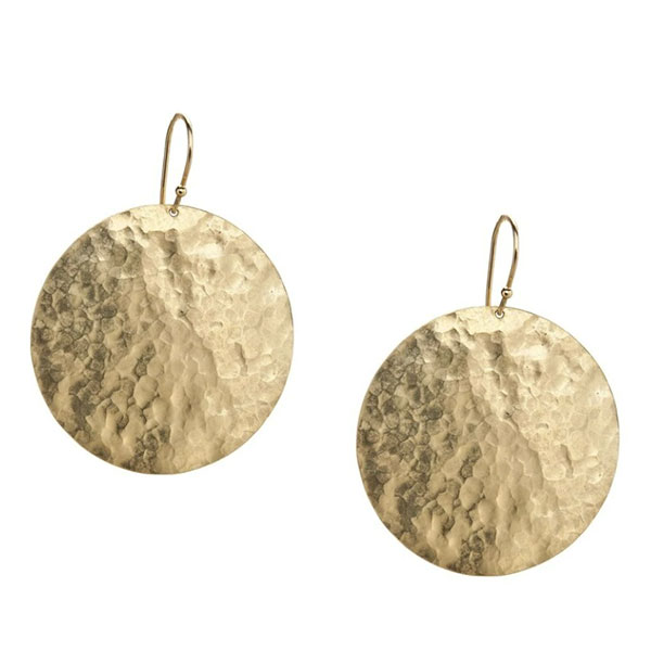 Ippolita Classico Gold large crinkle disc drop earrings