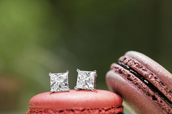 WD Diamonds lab-grown princess-cut earrings