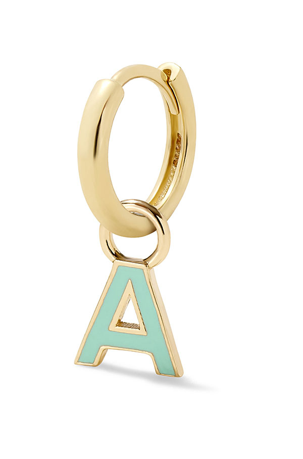 Alison Lou letter enamel huggie earring