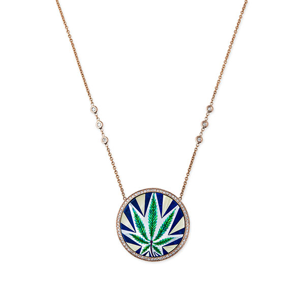 Jacquie Aiche gold opal inlay Sweet Leaf necklace