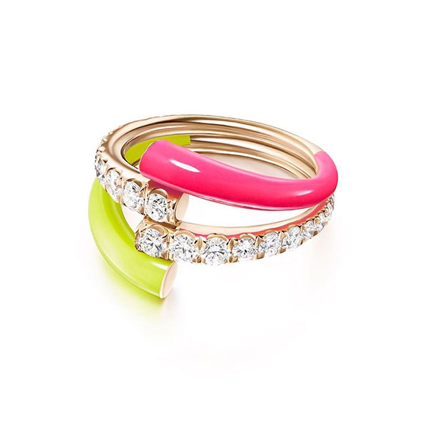 Melissa Kaye neon enamel gold ring