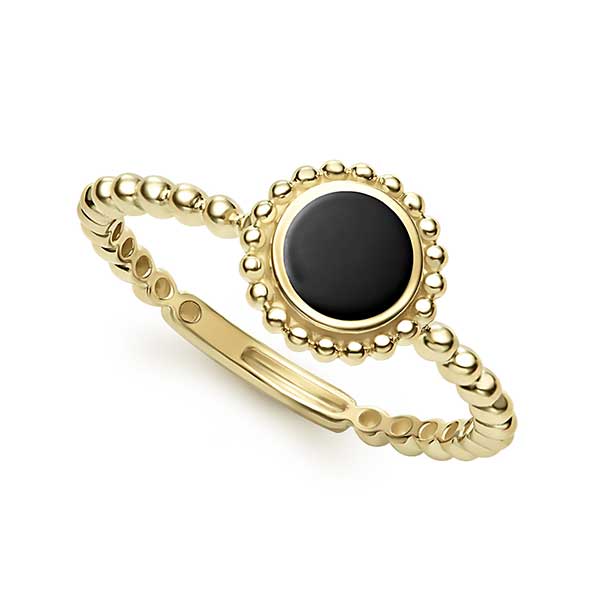 Lagos 18k Caviar gold and onyx ring