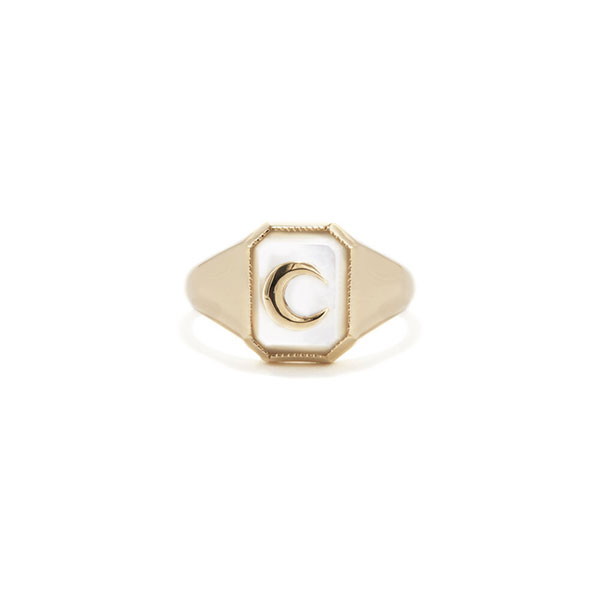 Ashley Zhang mother of pearl signet ring