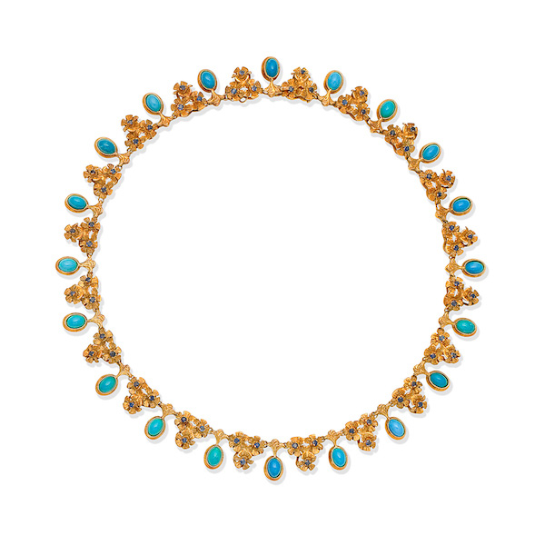 Bonhams Joan Collins turquoise and gold necklace