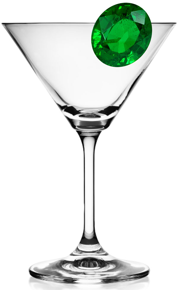 Cocktail glass with gem
