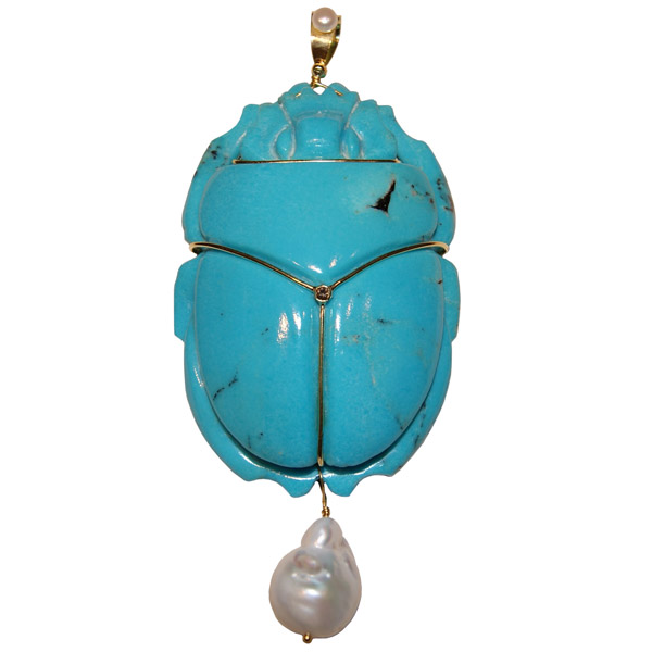 Whitney Abrams turquoise scarab pendant