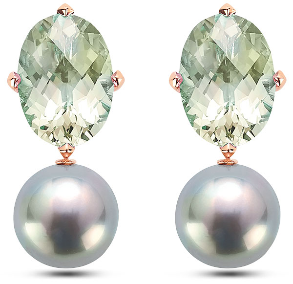 Alessandra Dona secret date green amethyst black south sea pearl earrings