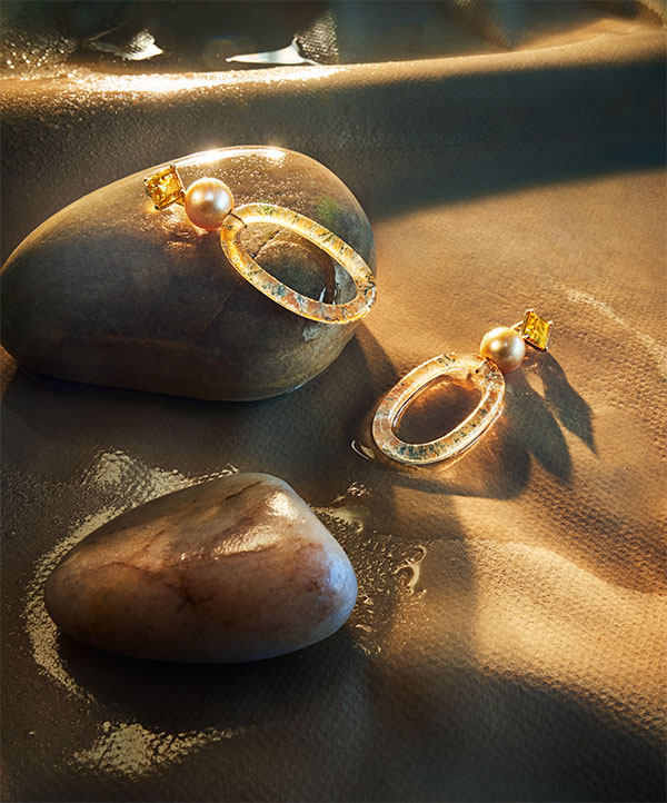 Assael imperial topaz dendritic agate pearl earrings