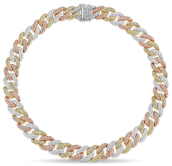 Best Necklace Shy havana cuban link tricolor gold pave diamond chain