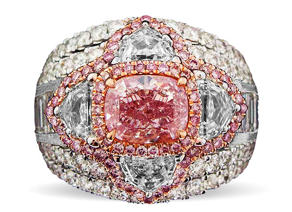 Colored Diamonds Novel Collection purplish pink cushion ring