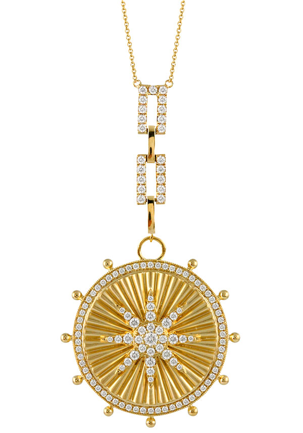 Doves gold diamond ships wheel medallion