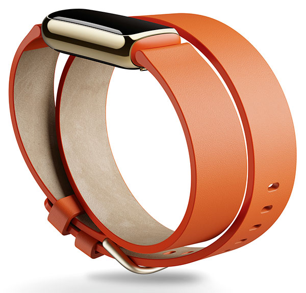 Fitbit Luxe orange leather strap