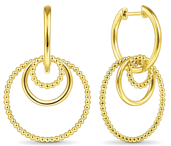 Gold Gabriel bujukan multi circle ball huggie earrings