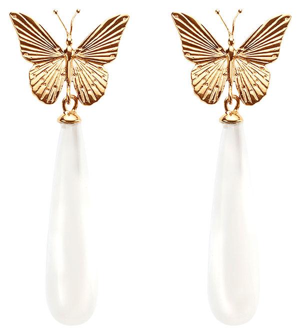 Jane Win freedom mother of pearl butterfly earrings