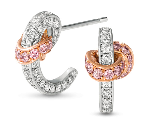 LJ West knot argyle platinum rose gold earrings
