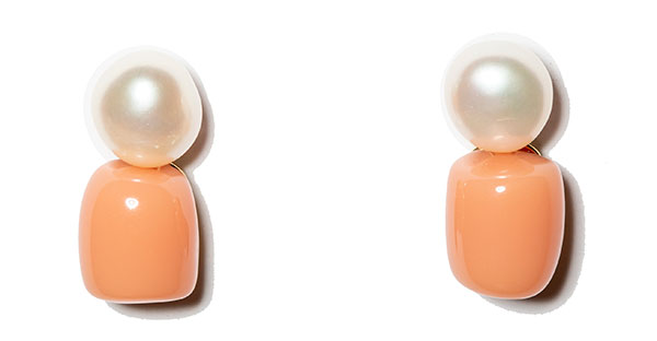 Lele Sadoughi freshwater pearl and coral resin Monaco earrings