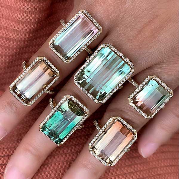 Liven tourmaline rings