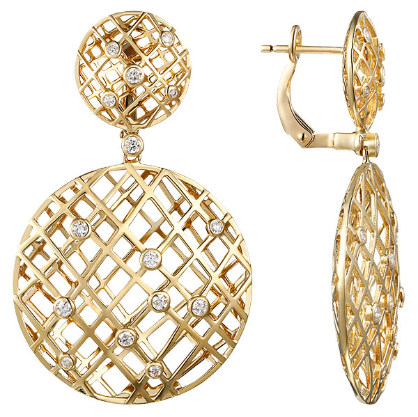 Luvente gold diamond puffy earrings