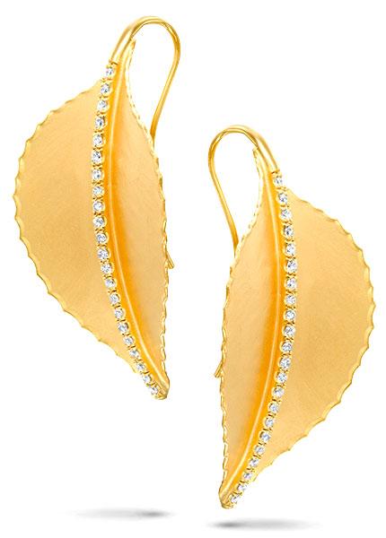 Marika Desert Gold matte gold leaf earrings