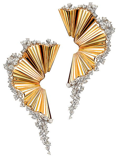Palmiero rays of sun diamond rose gold earrings
