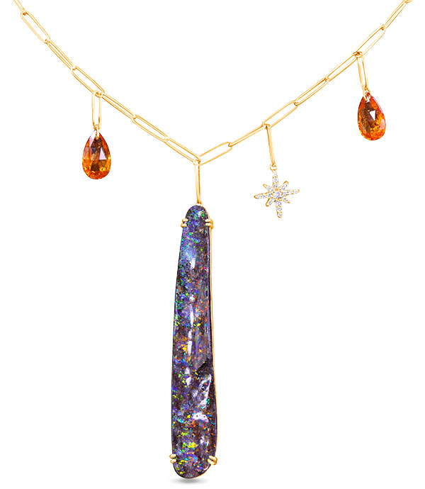 Parle boulder opal spessartite garnet necklace