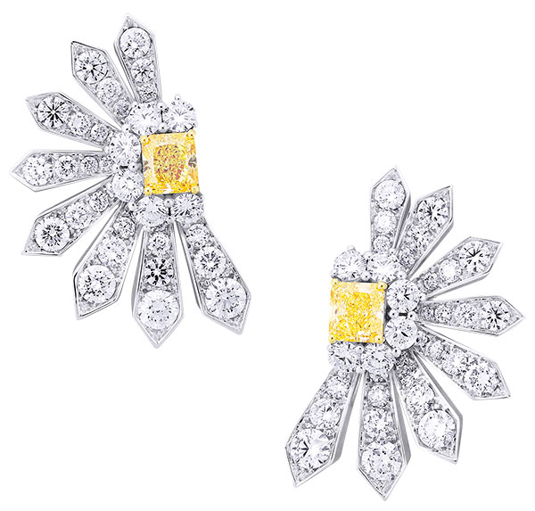 Picchiotti yellow white diamond fan earrings