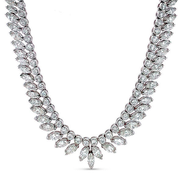 Platinum Neon Gems fan of diamonds necklace