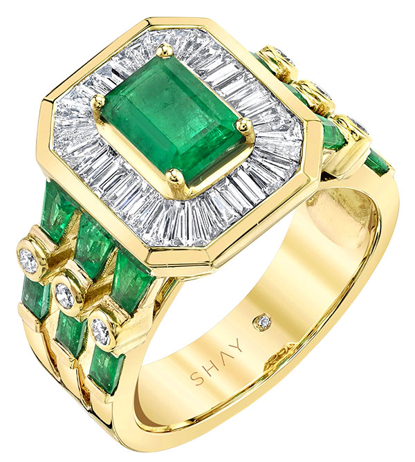 Shay emerald triple deco ring