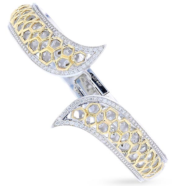 Silver Aiya Designs silver diamond gold hinge bracelet