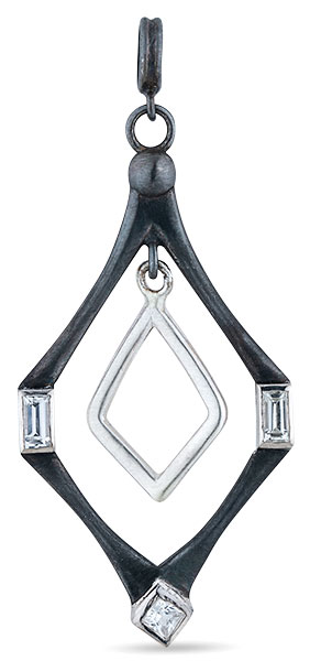 Silver Lika Behar deco diamond shape necklace