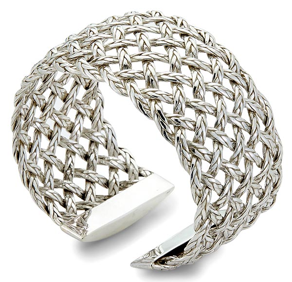 Silver Samuel B eternally woven and braided silver wide cuff