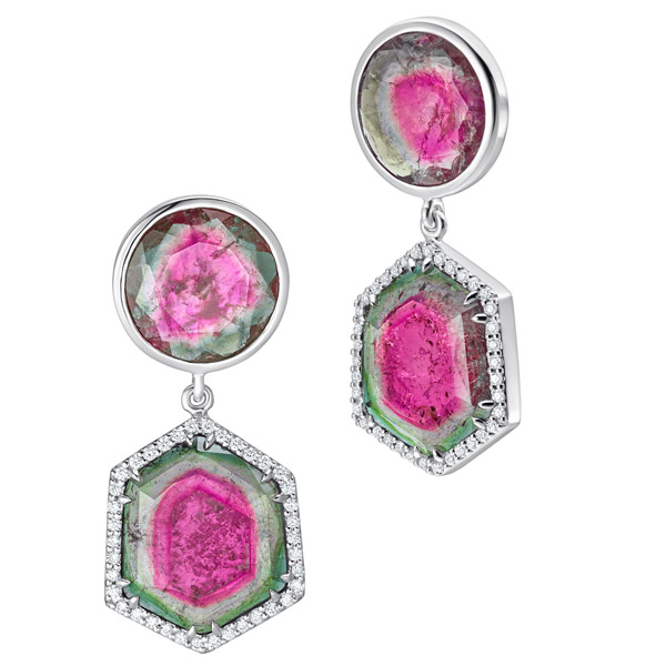 Simon G watermelon tourmaline earrings