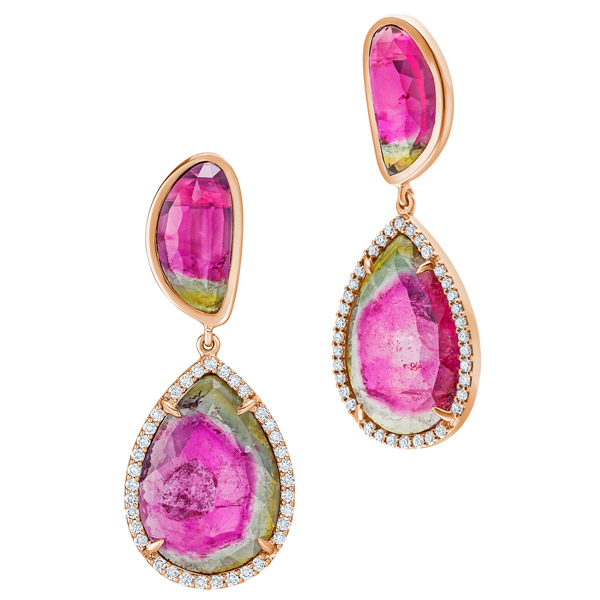 Simon G watermelon tourmaline earrings