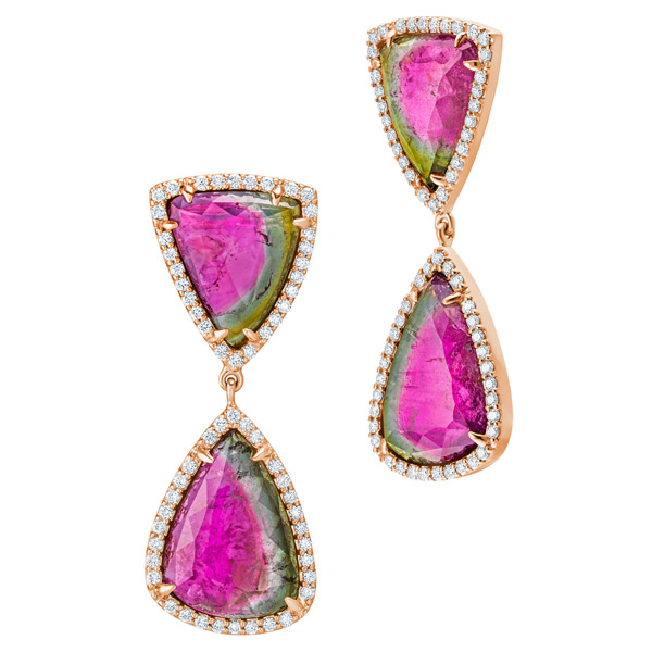 Simon G watermelon tourmaline earrings