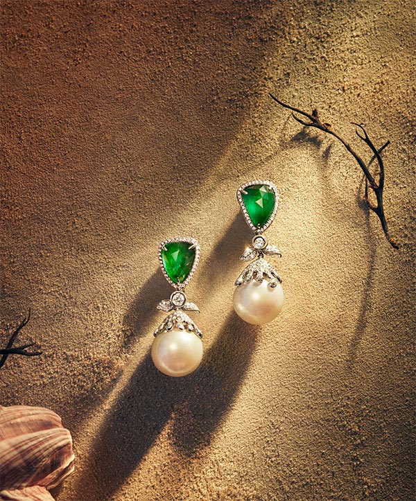 Yael emerald pearl earrings