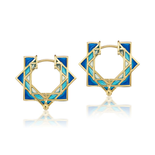 ARK plique a jour blue enamel hoop earrings