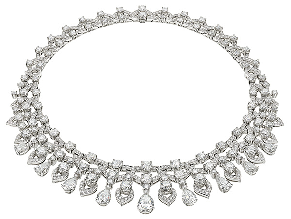 Bulgari high jewelry necklace pear round pave diamonds