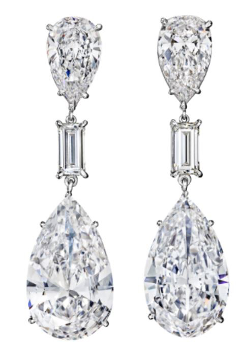 Bulgari high jewelry pear shape diamond earrings