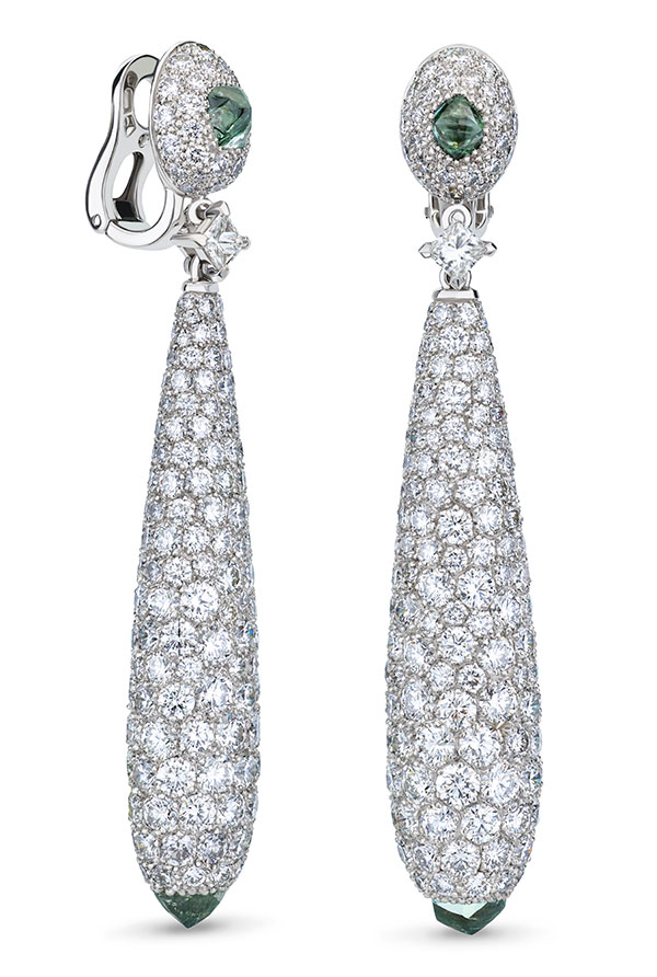 De Beers Talisman green diamond earrings 