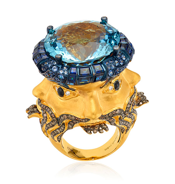 Lydia Courteille caravan aquamarine ring