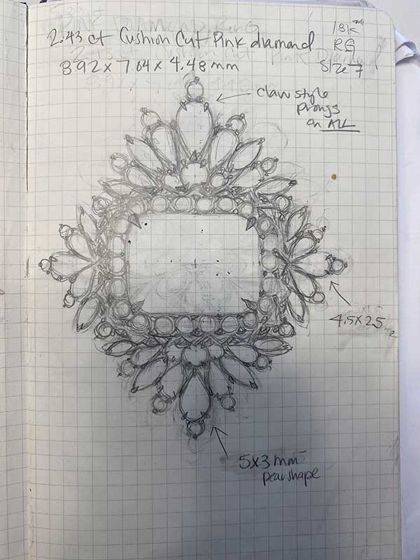 Maggi Simpkins in bloom ring sketch