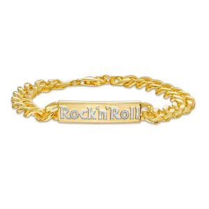 Elvis Presley Collection Men's 1_4 CT. T.W. Diamond _Rock 'n' Roll_ ID Bracelet in 10K Gold - 8.75_ $4,249.00 