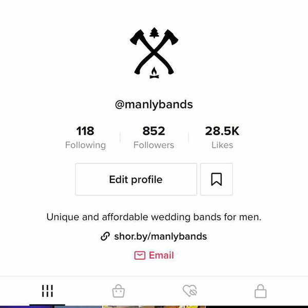 Manly Bands creates in-house videos and photos for its social media, especially TikTok.
