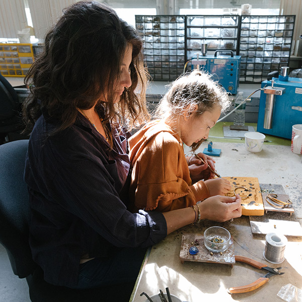 Air & Anchor is based in the factory where Rachel's grandfather also designed jewelry and her kids know by heart. 