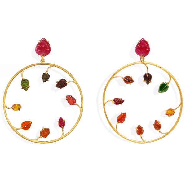 Akansha Sethi leaf hoop earrings