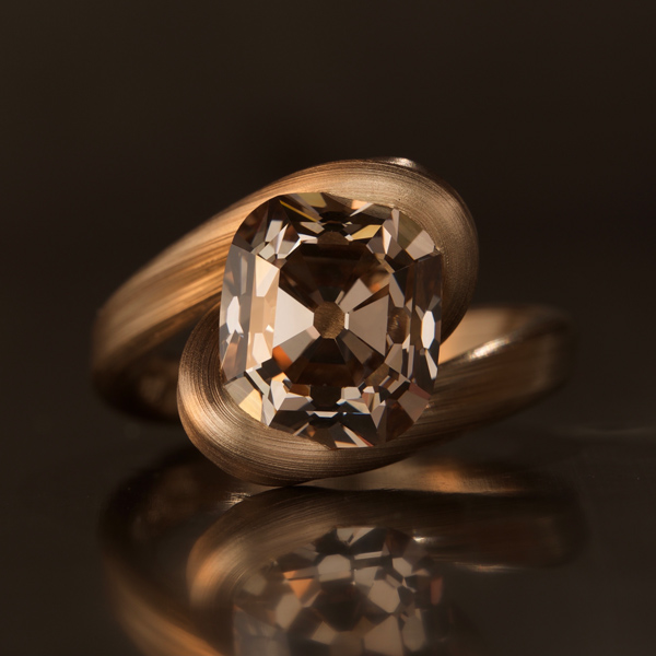 14K Yellow Gold Ring Genuine 0.5ct Round Red Tourmaline Gemstone & Diamond Ring Nature Inspired Leaf Art Deco Ring Handmade Birthday Gift