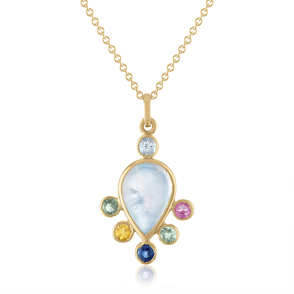 Loriann moonstone pendant with sapphires