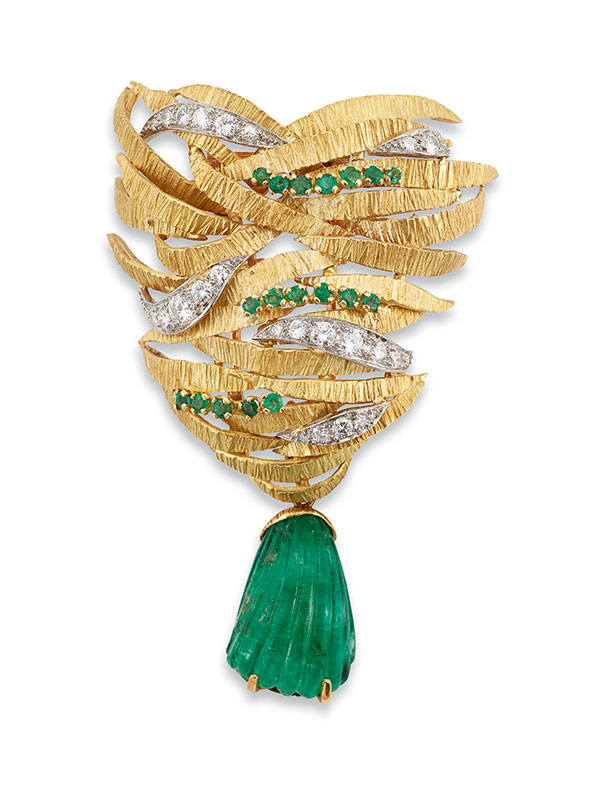 British Jewelry Designers Grima carved emerald