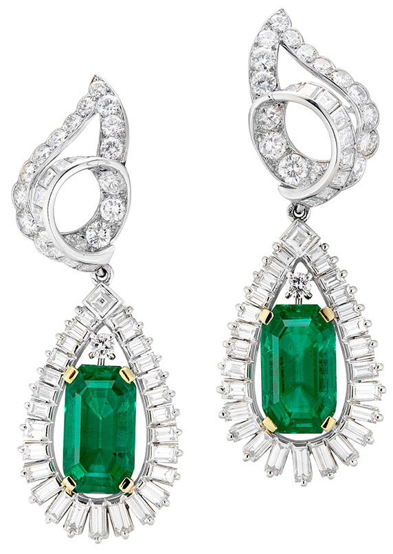 Cartier 1960s emerald diamond earrings