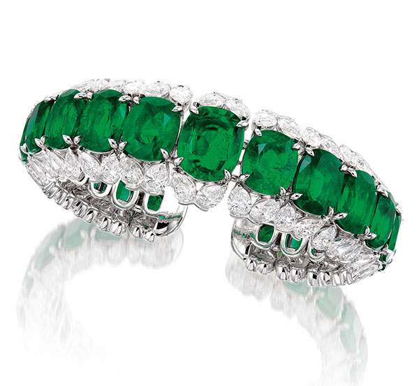 Gemfields emerald and diamond bangle 
